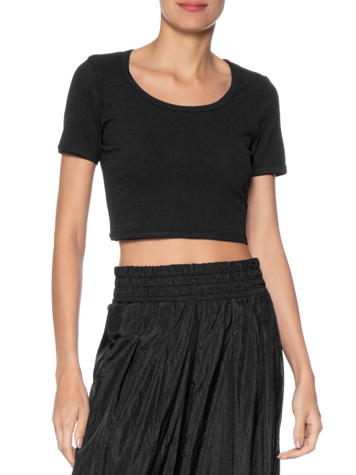 Blusa Feminina Cropped Rib Preto Fila