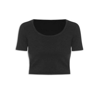 Blusa Feminina Cropped Rib - Preto