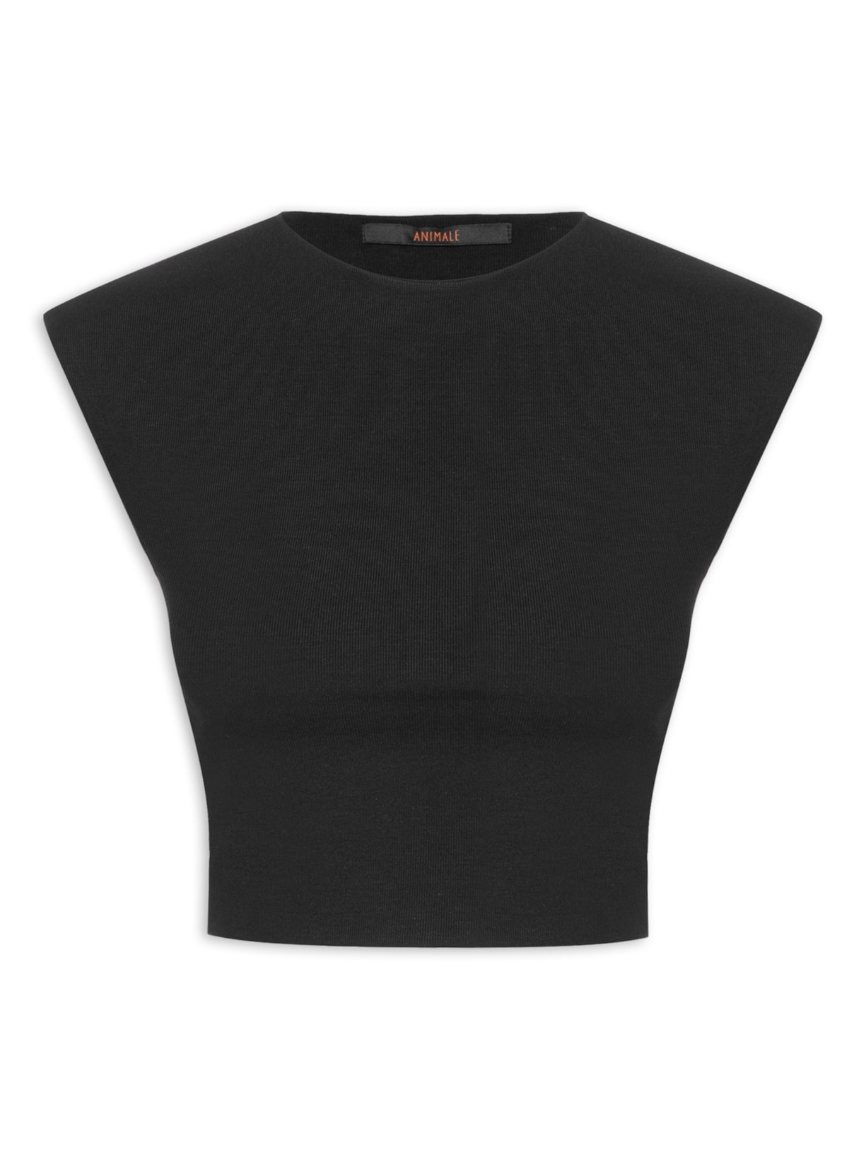 Blusa Feminina Cropped Rib Sem Manga Basic - Preto