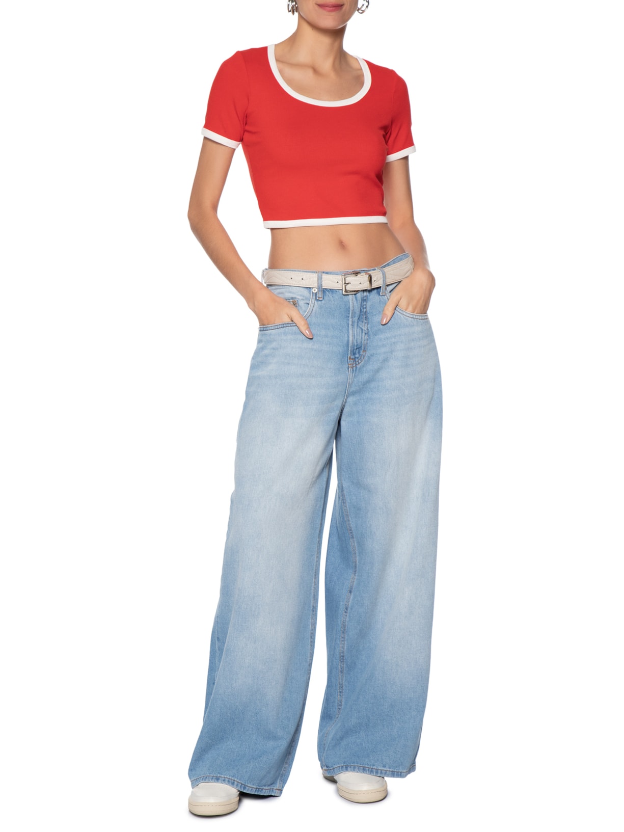 Blusa Feminina Cropped Rib Vermelho Fila