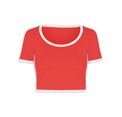 Blusa Feminina Cropped Rib - Vermelho