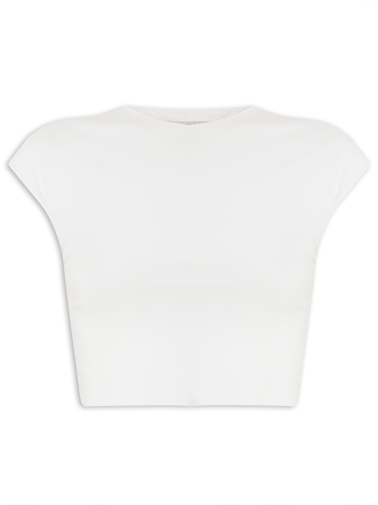 Blusa Feminina Cropped Ribana Manga Curta Basic - Off White