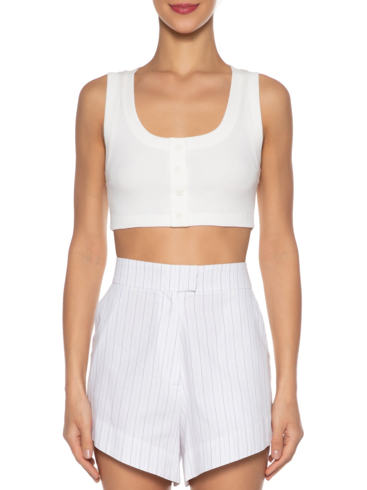 Blusa Feminina Cropped Ribana Off White Dress To