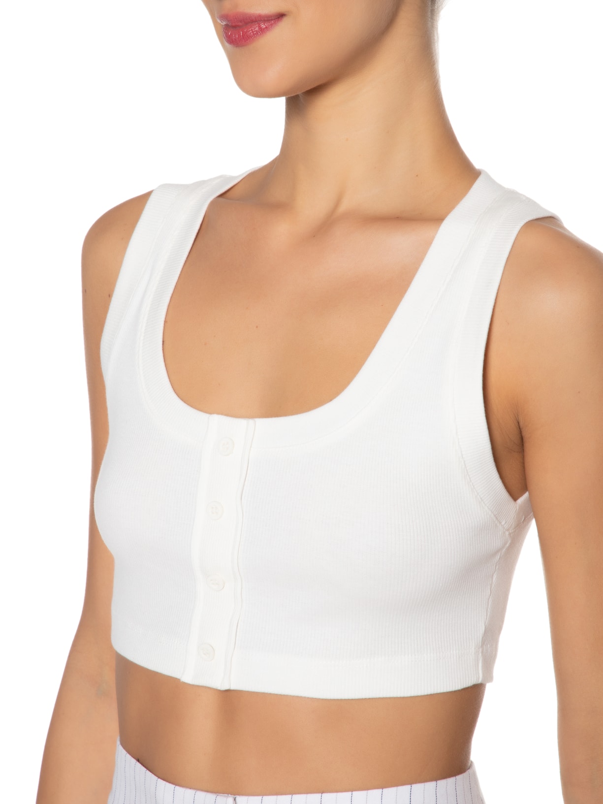 Blusa Feminina Cropped Ribana Off White Dress To