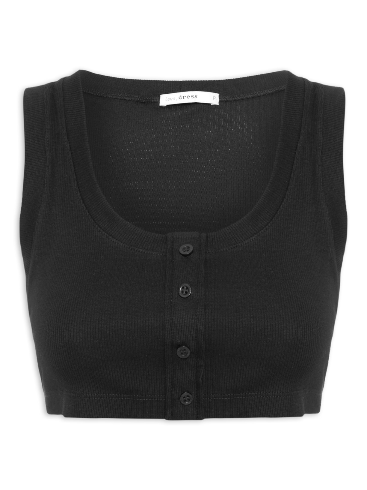 Blusa Feminina Cropped Ribana - Preto
