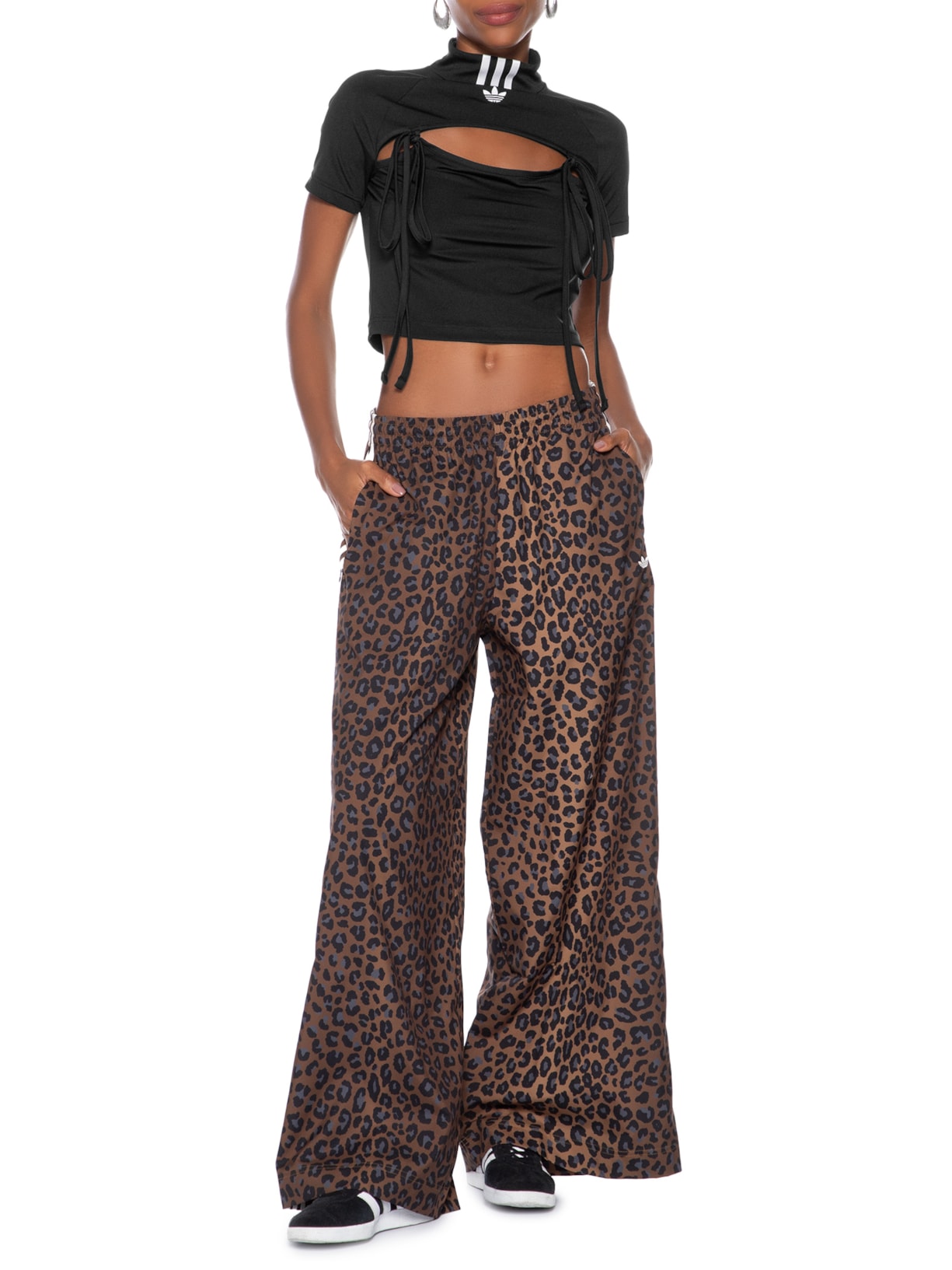 Blusa Feminina Cropped Ribbon Cut-Out Preto Adidas Originals