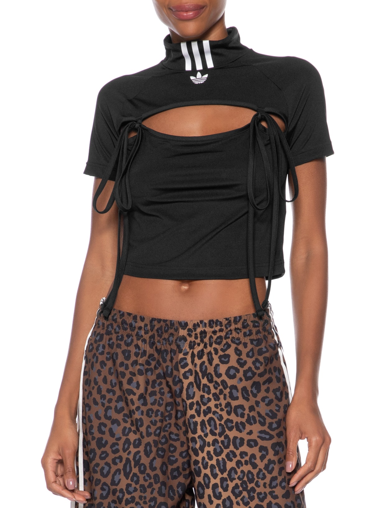 Blusa Feminina Cropped Ribbon Cut-Out Preto Adidas Originals