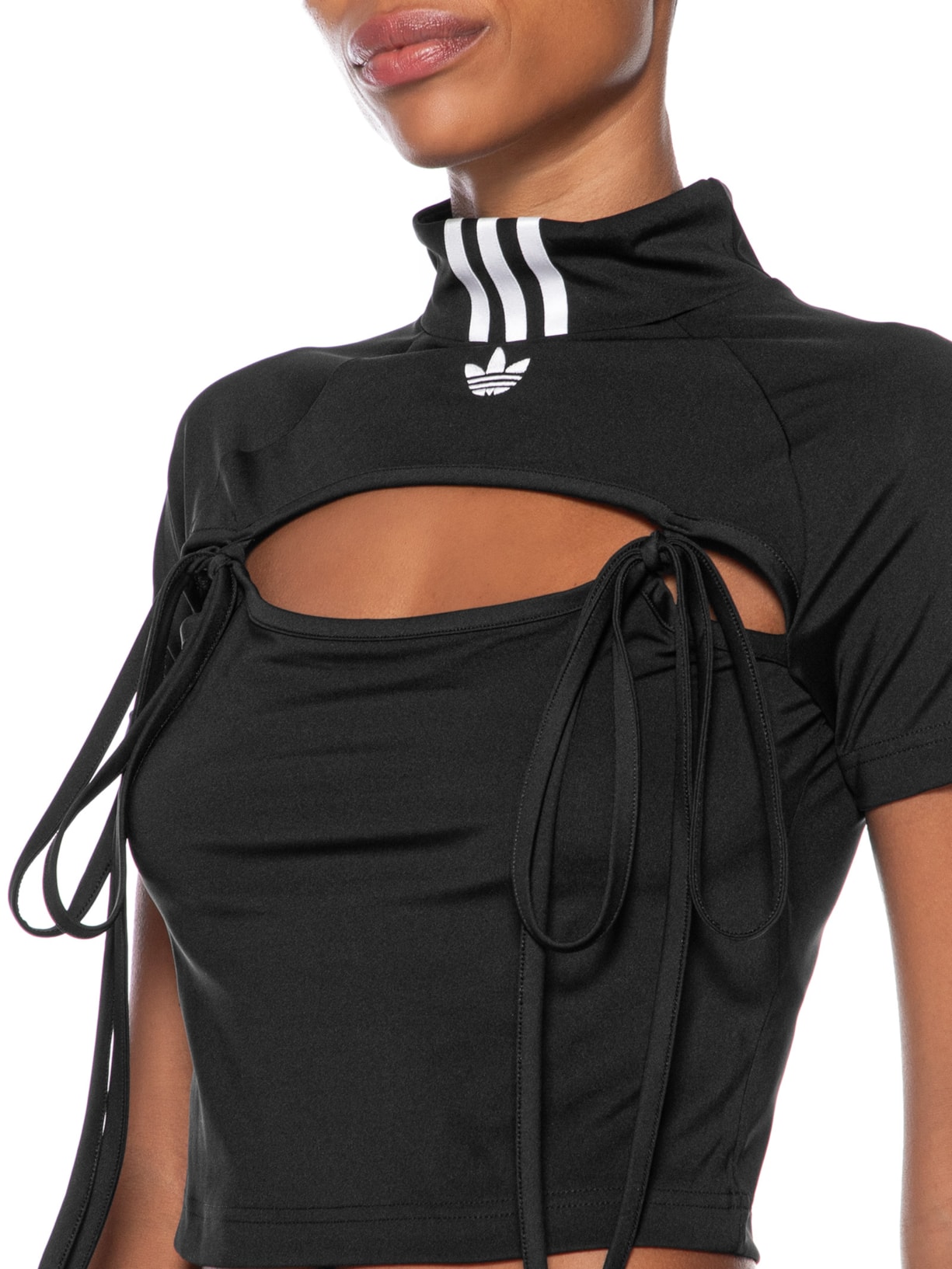Blusa Feminina Cropped Ribbon Cut-Out Preto Adidas Originals