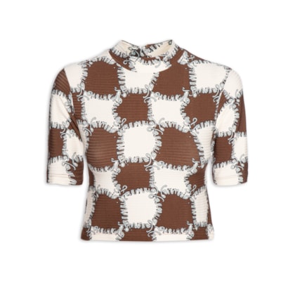 Blusa Feminina Cropped Ritmo Carioca E - Marrom