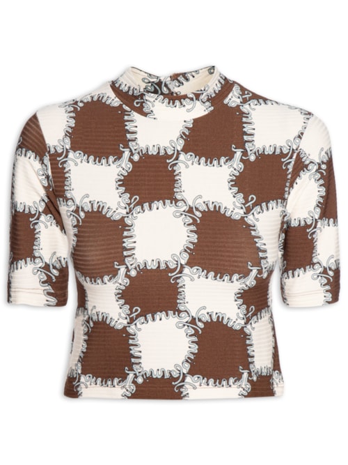 Blusa Feminina Cropped Ritmo Carioca E - Marrom