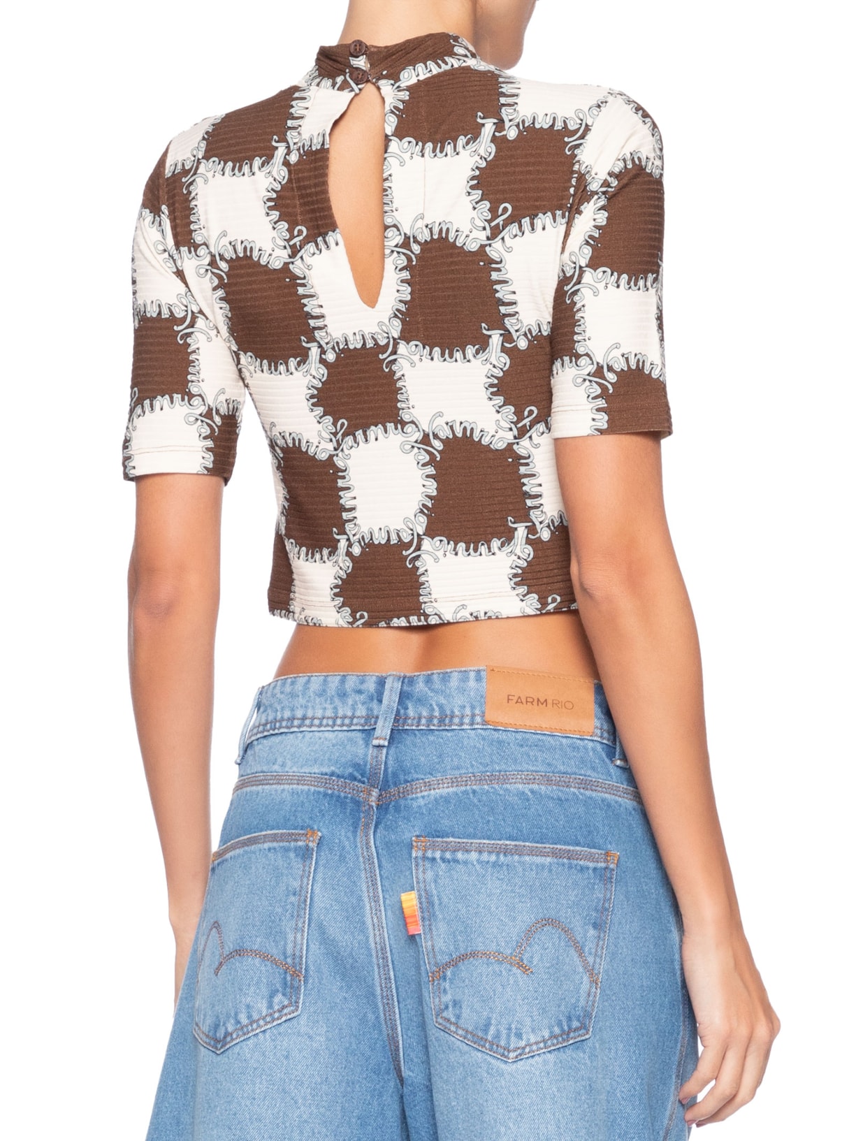 Blusa Feminina Cropped Ritmo Carioca E Marrom Farm