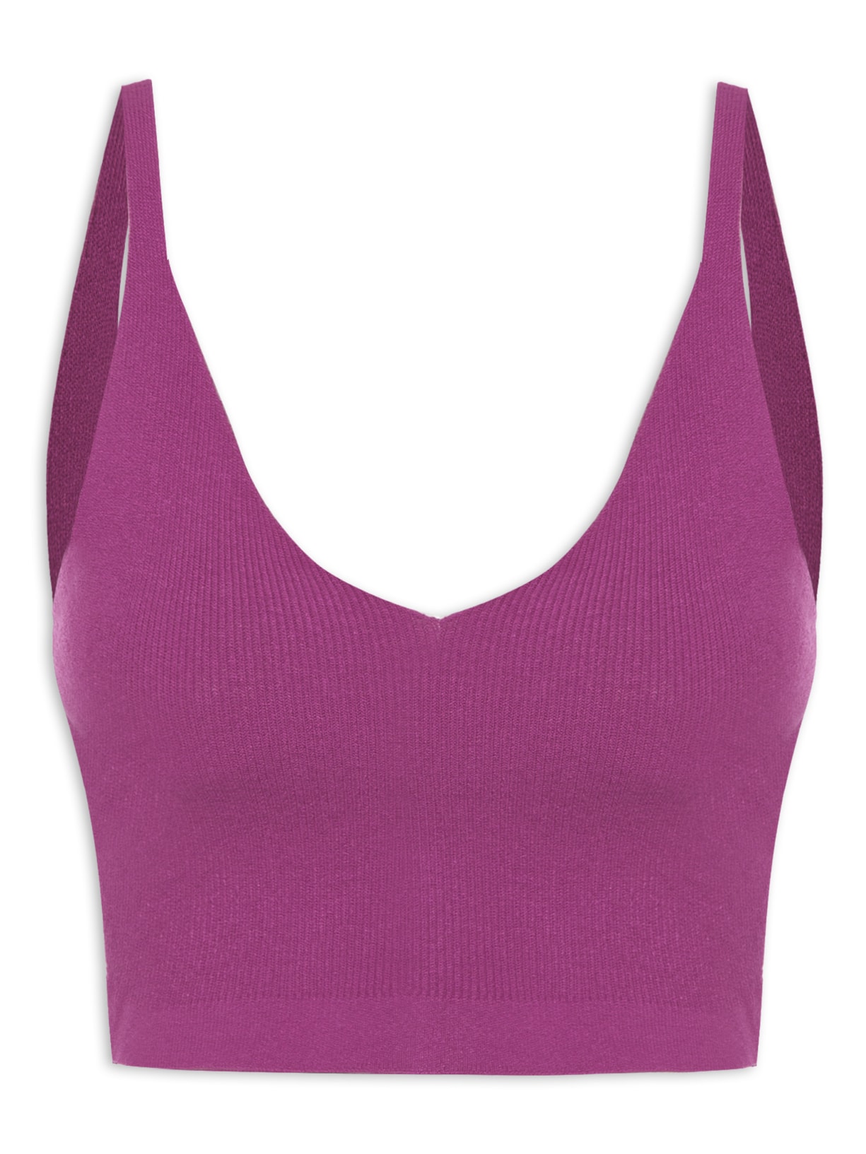 Blusa Feminina Cropped Sem Manga Em Tricot - Roxo