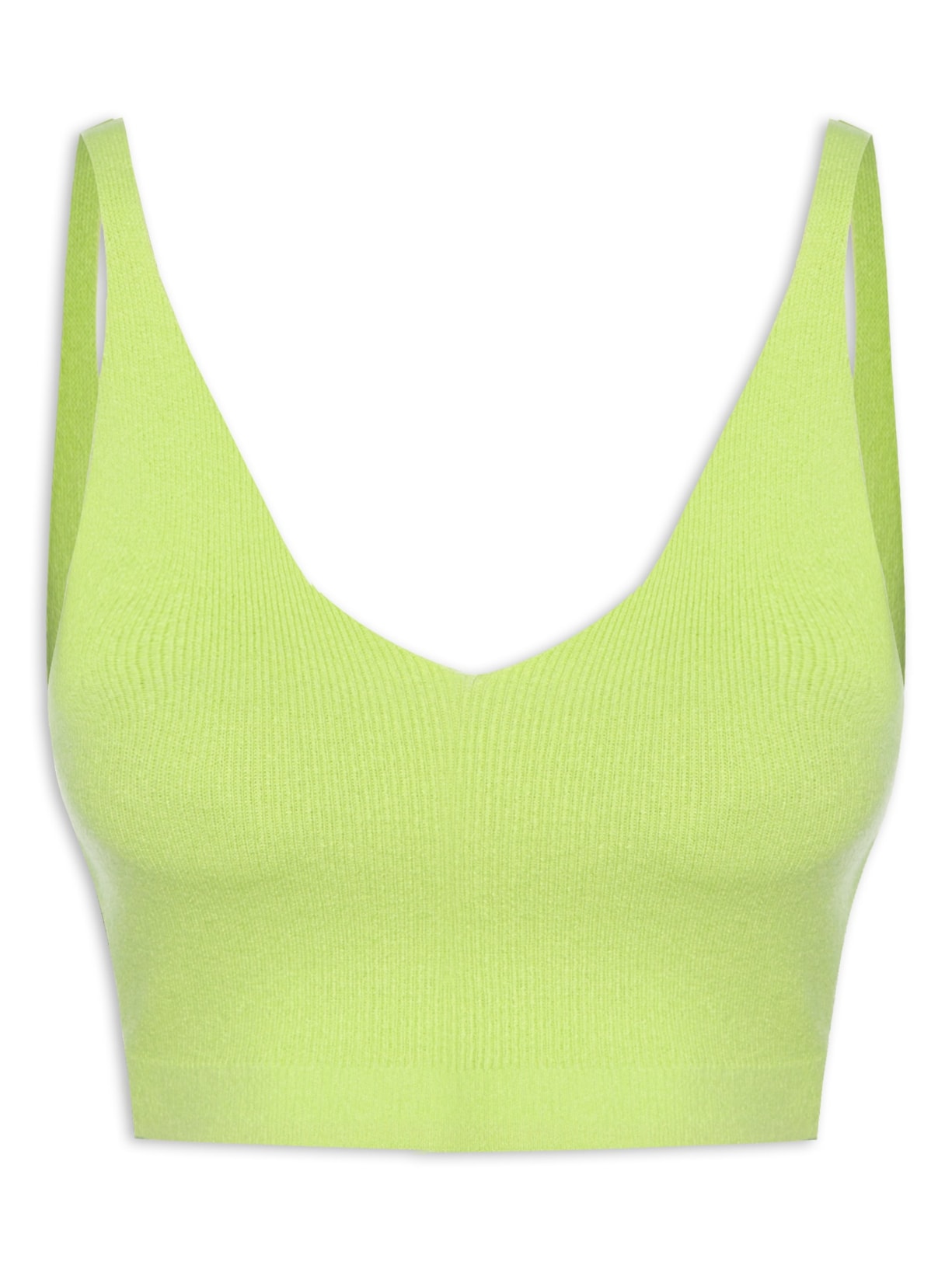 Blusa Feminina Cropped Sem Manga Em Tricot - Verde