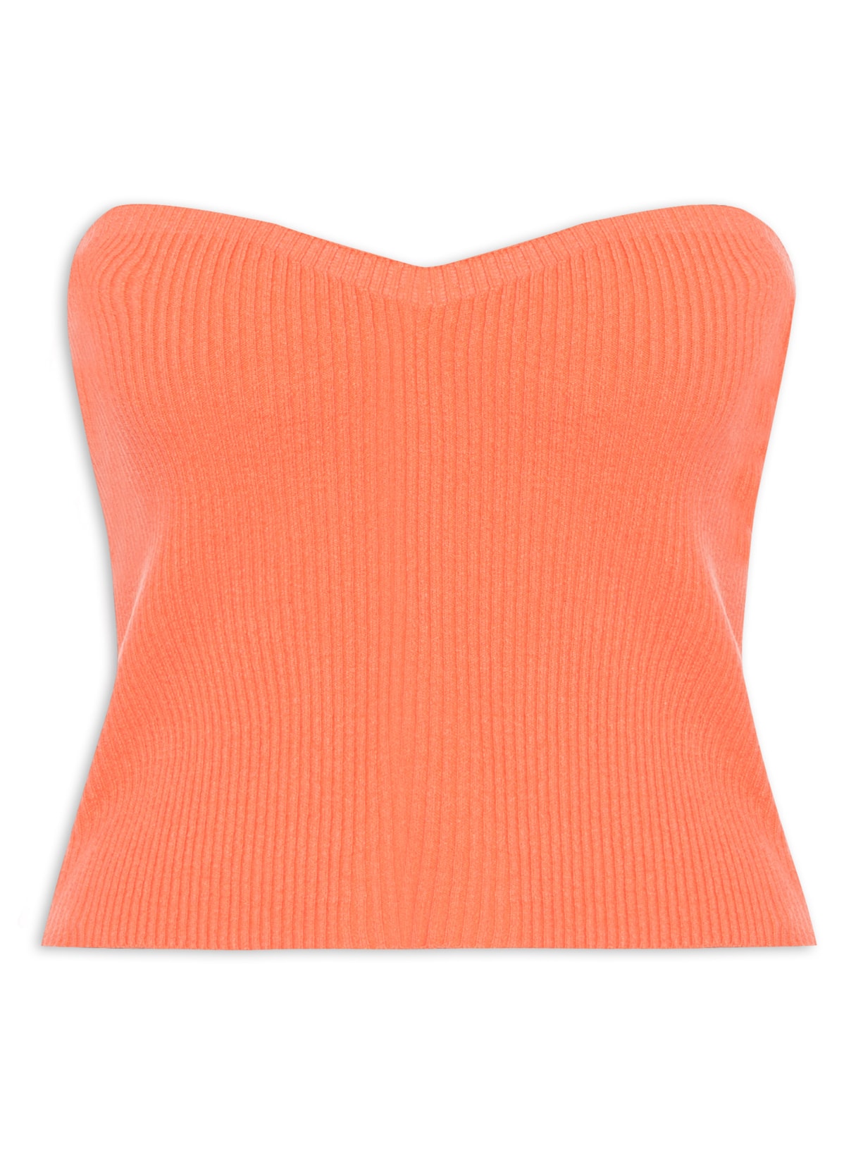 Blusa Feminina Cropped Sem Manga Feminina Em Tricot - Laranja