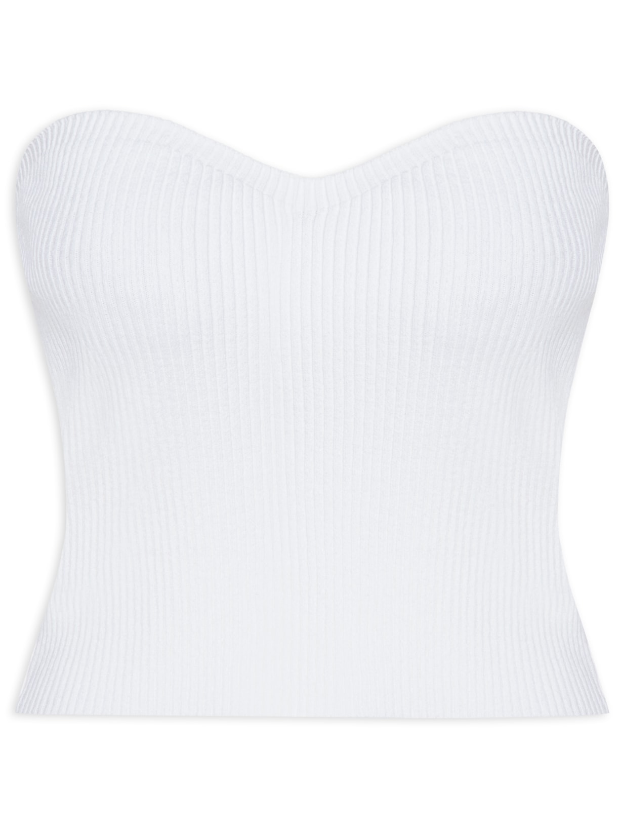 Blusa Feminina Cropped Sem Manga Feminina Em Tricot - Off White