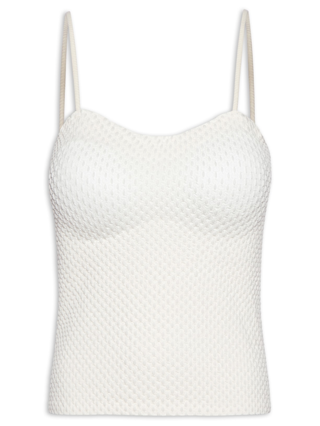 Blusa Feminina Cropped Sem Manga Texturizada - Off White