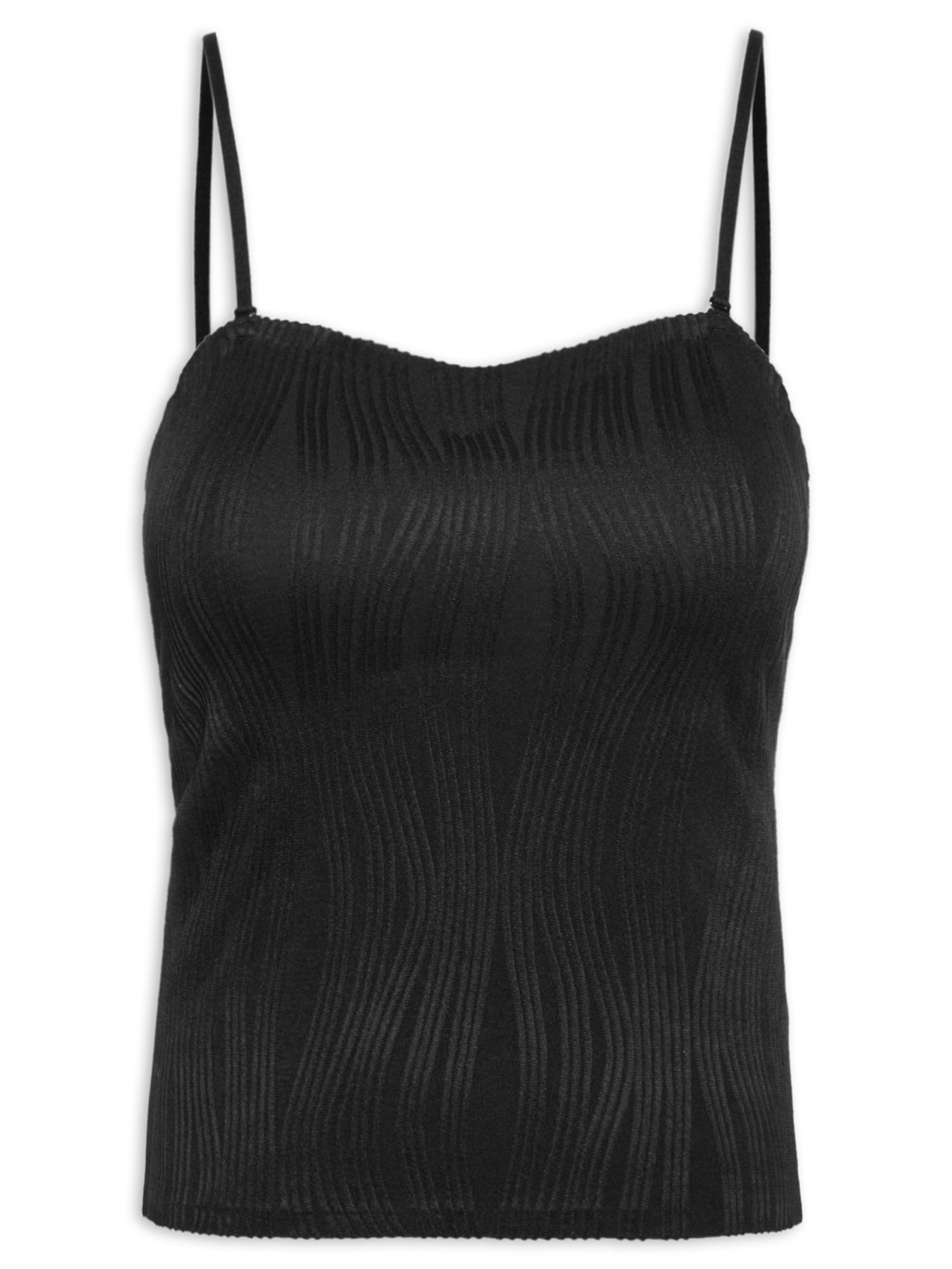 Blusa Feminina Cropped Sem Manga Texturizada - Preto