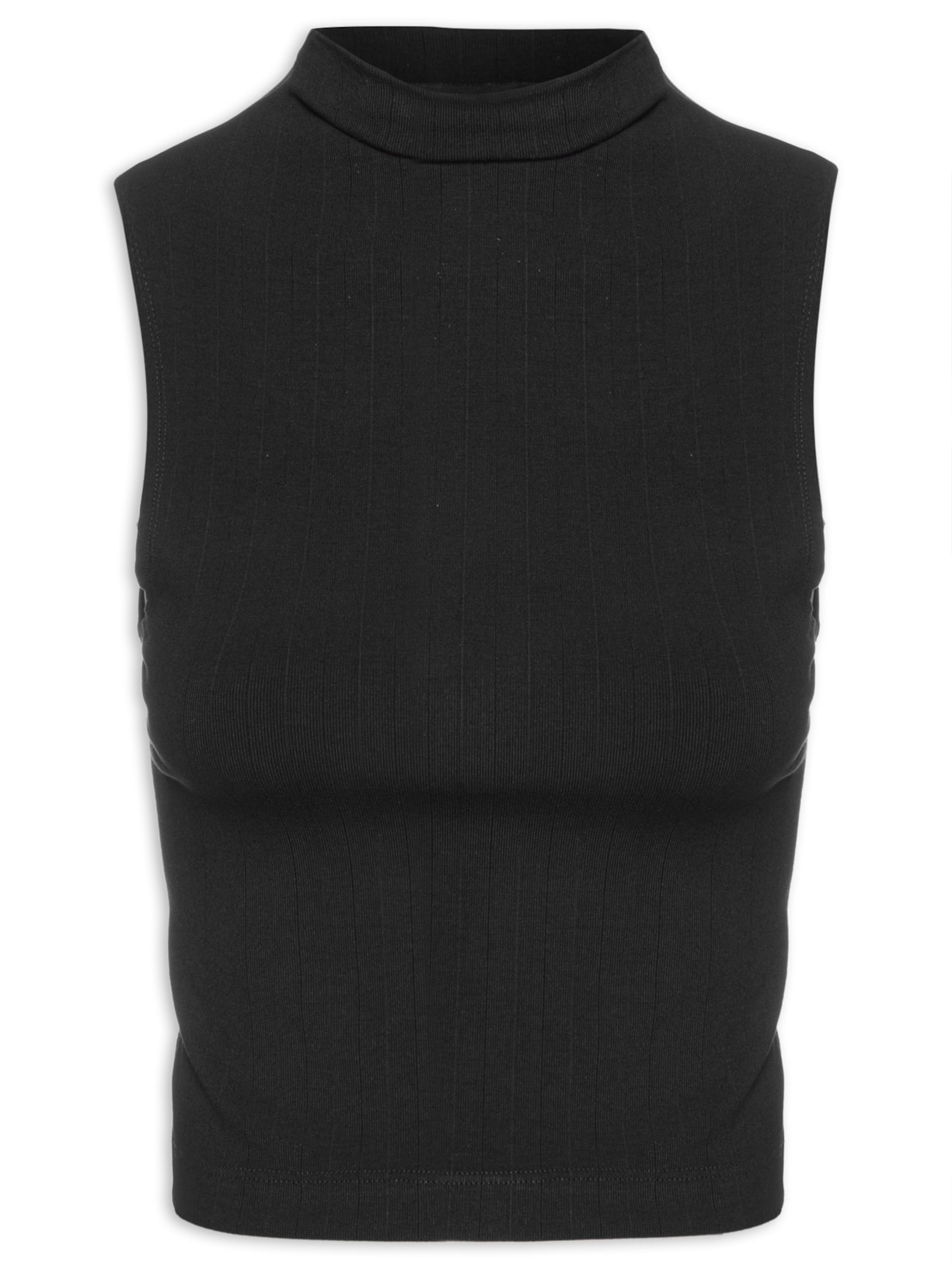 Blusa Feminina Cropped SM Gola Média - Preto