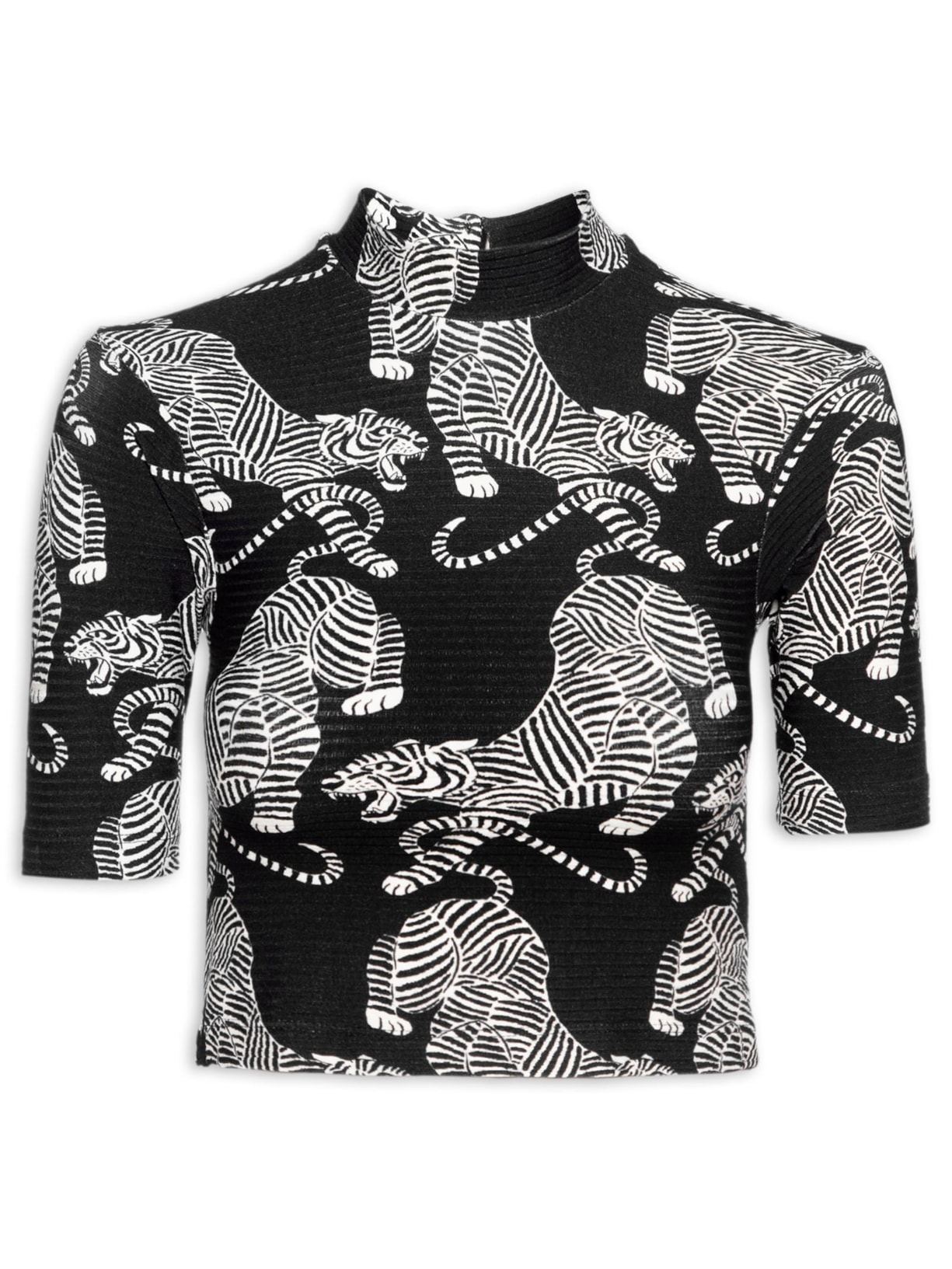 Blusa Feminina Cropped Tigres - Preto