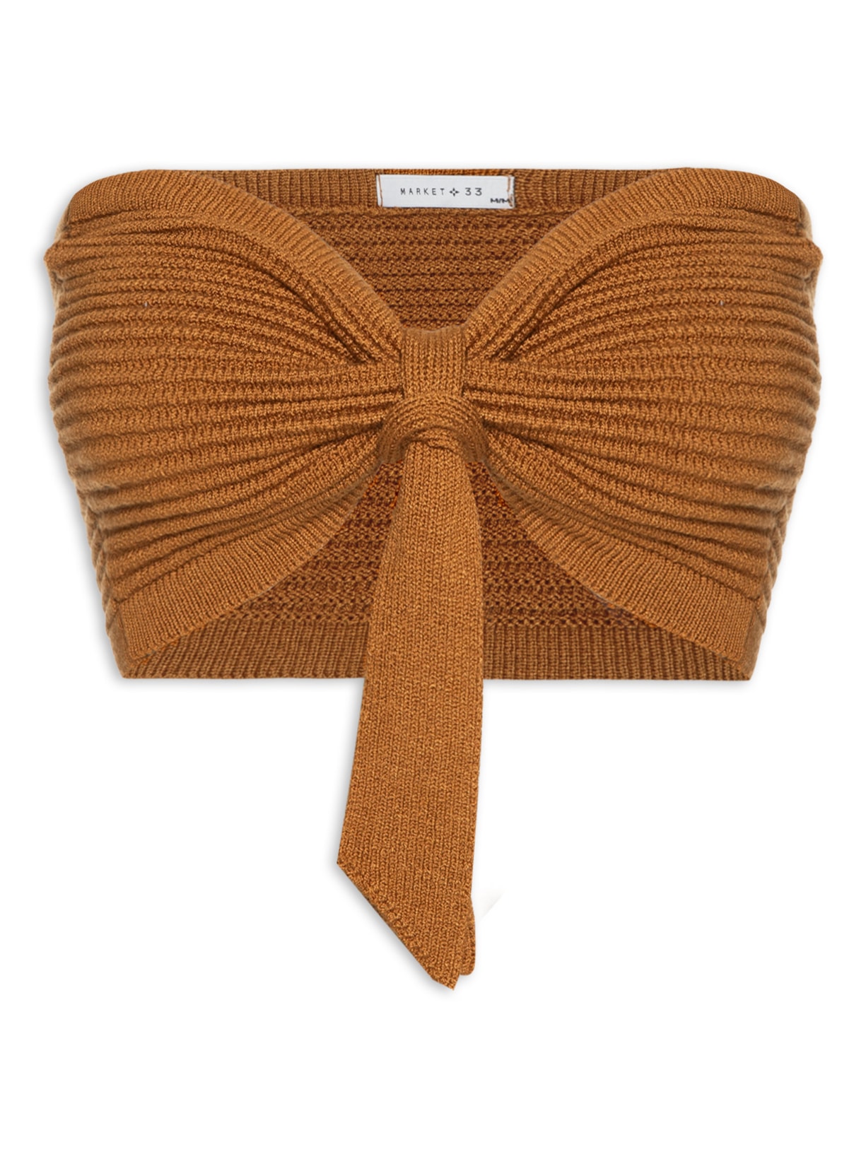 Blusa Feminina Cropped Tricot Com Amarração - Marrom