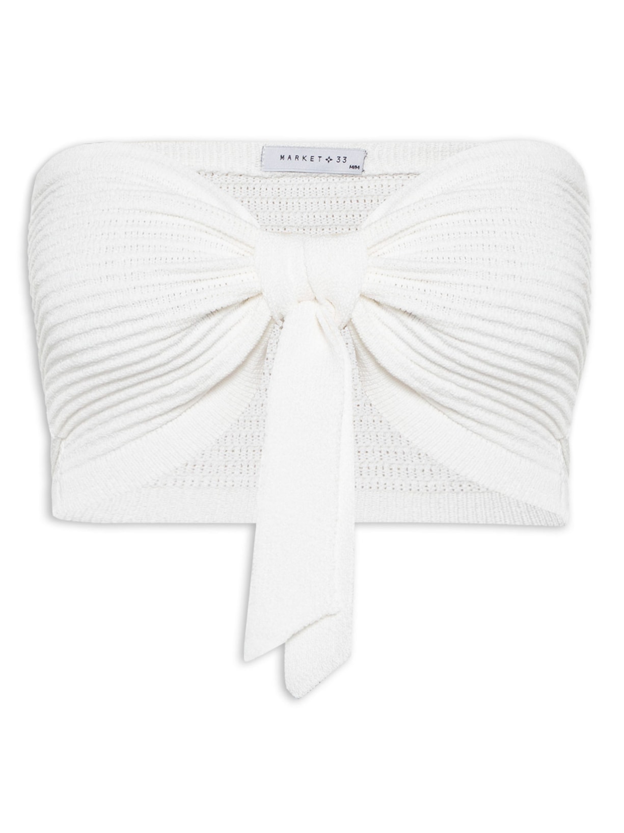 Blusa Feminina Cropped Tricot Com Amarração - Off White