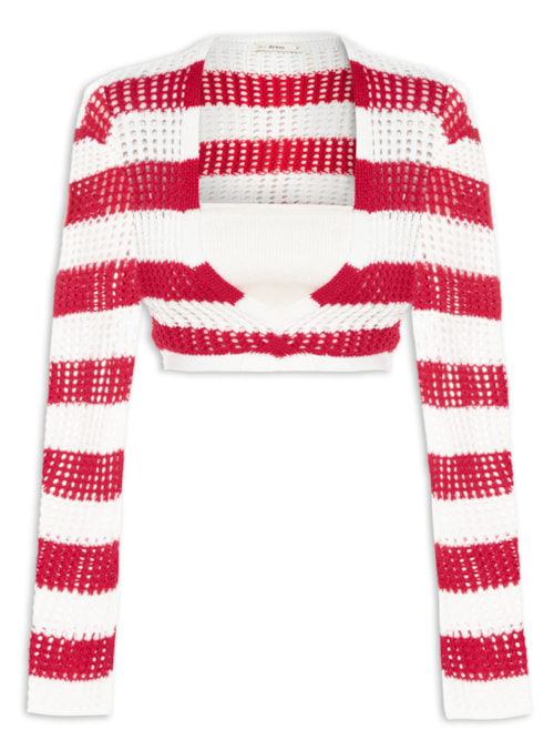 Blusa Feminina Cropped Tricot Listrada - Off White