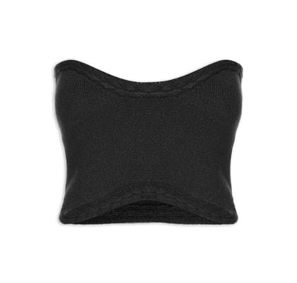 Blusa Feminina Cropped Tricot Trançado - Preto