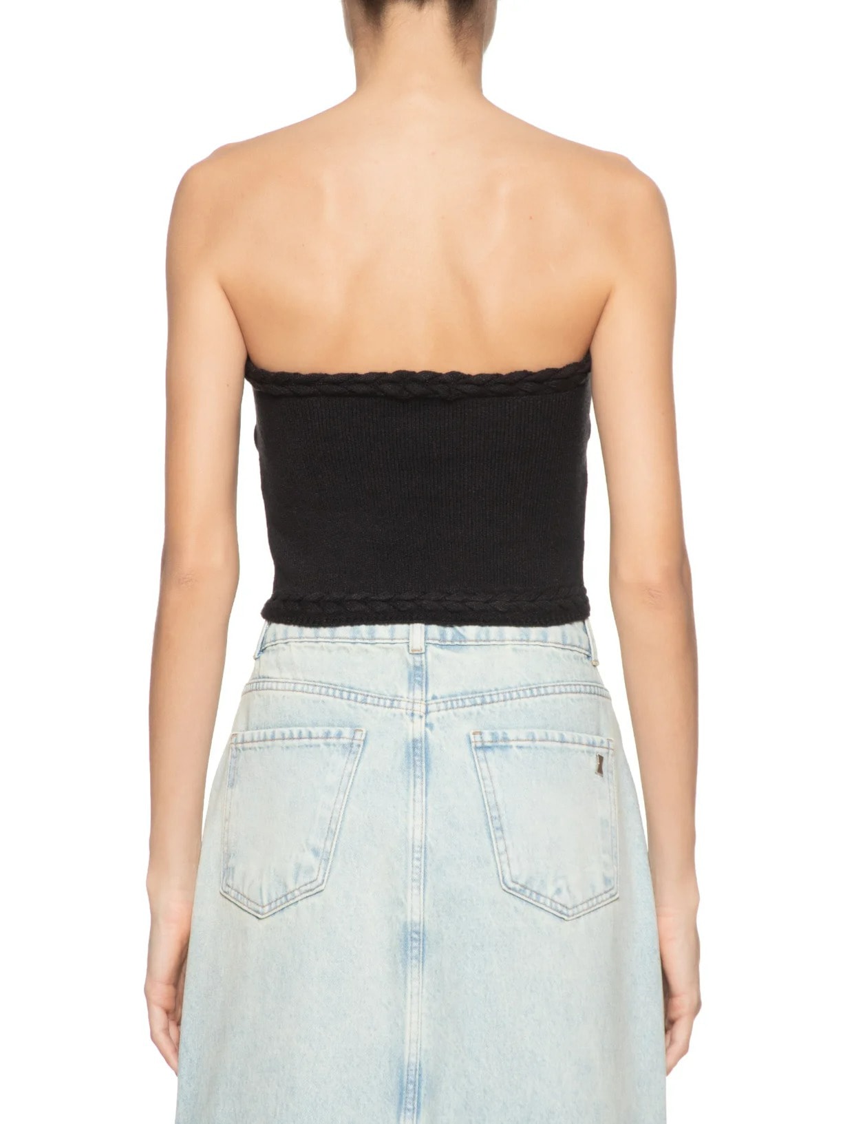 Blusa Feminina Cropped Tricot Trançado Preto Market 33