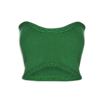 Blusa Feminina Cropped Tricot Trançado - Verde