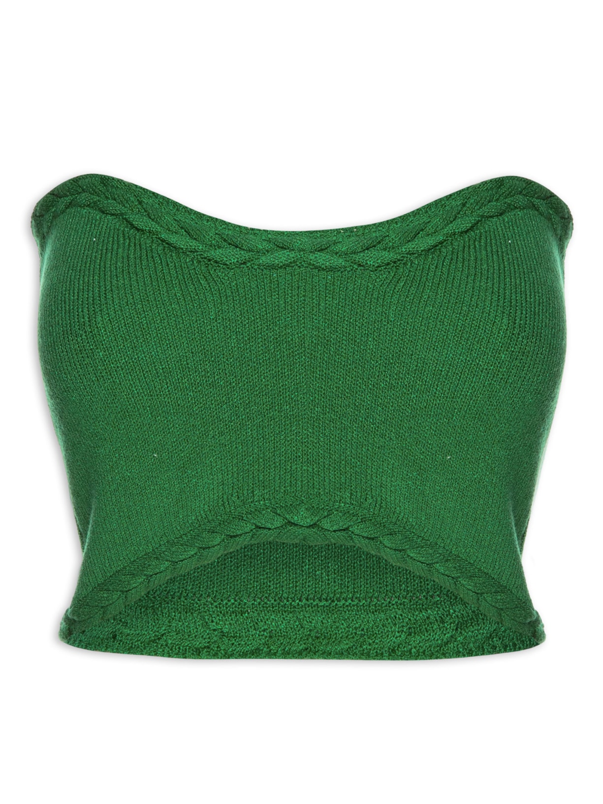 Blusa Feminina Cropped Tricot Trançado - Verde