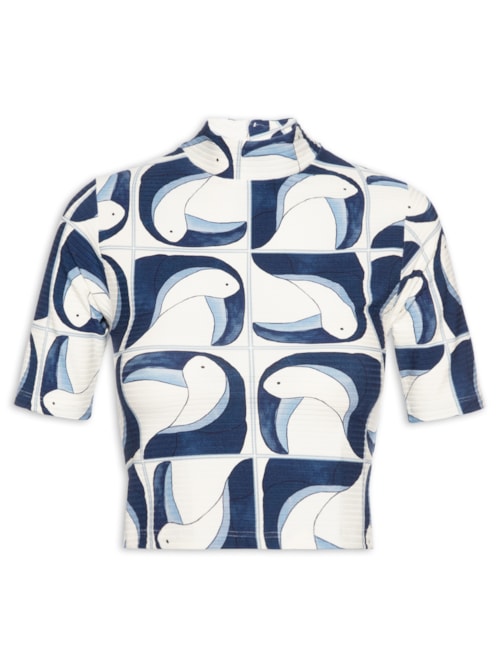 Blusa Feminina Cropped Tuca Tropical - Azul