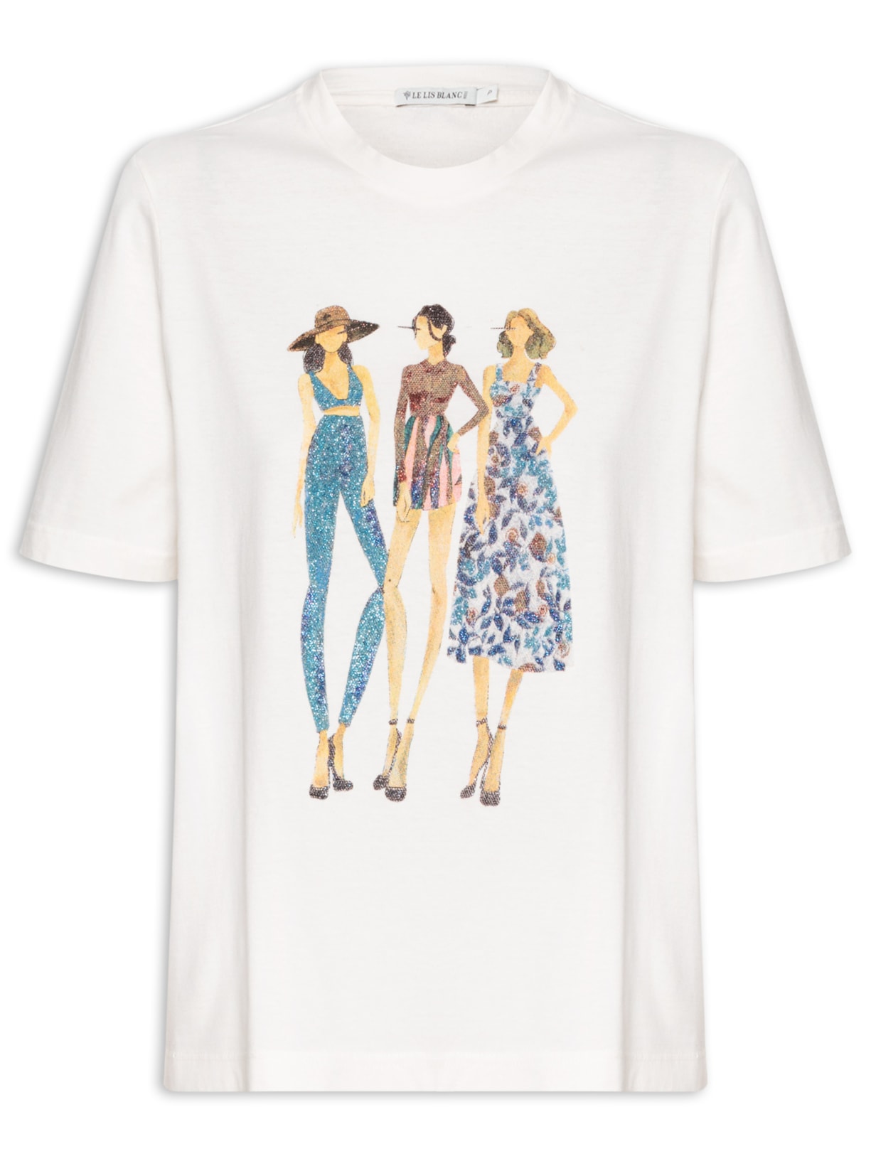 Blusa Feminina Croqui Aquarelado - Branco