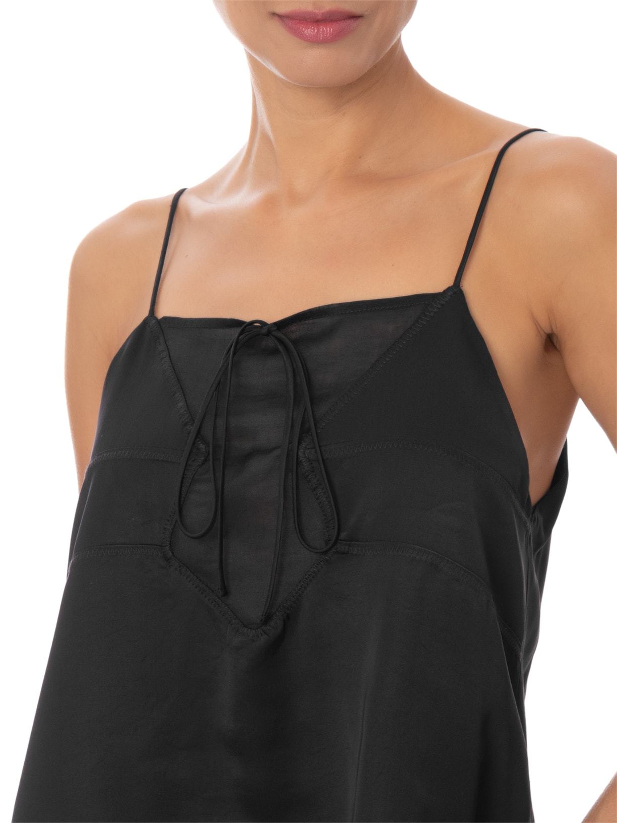 Blusa Feminina Curta de Alça com Amarração Preto Bo