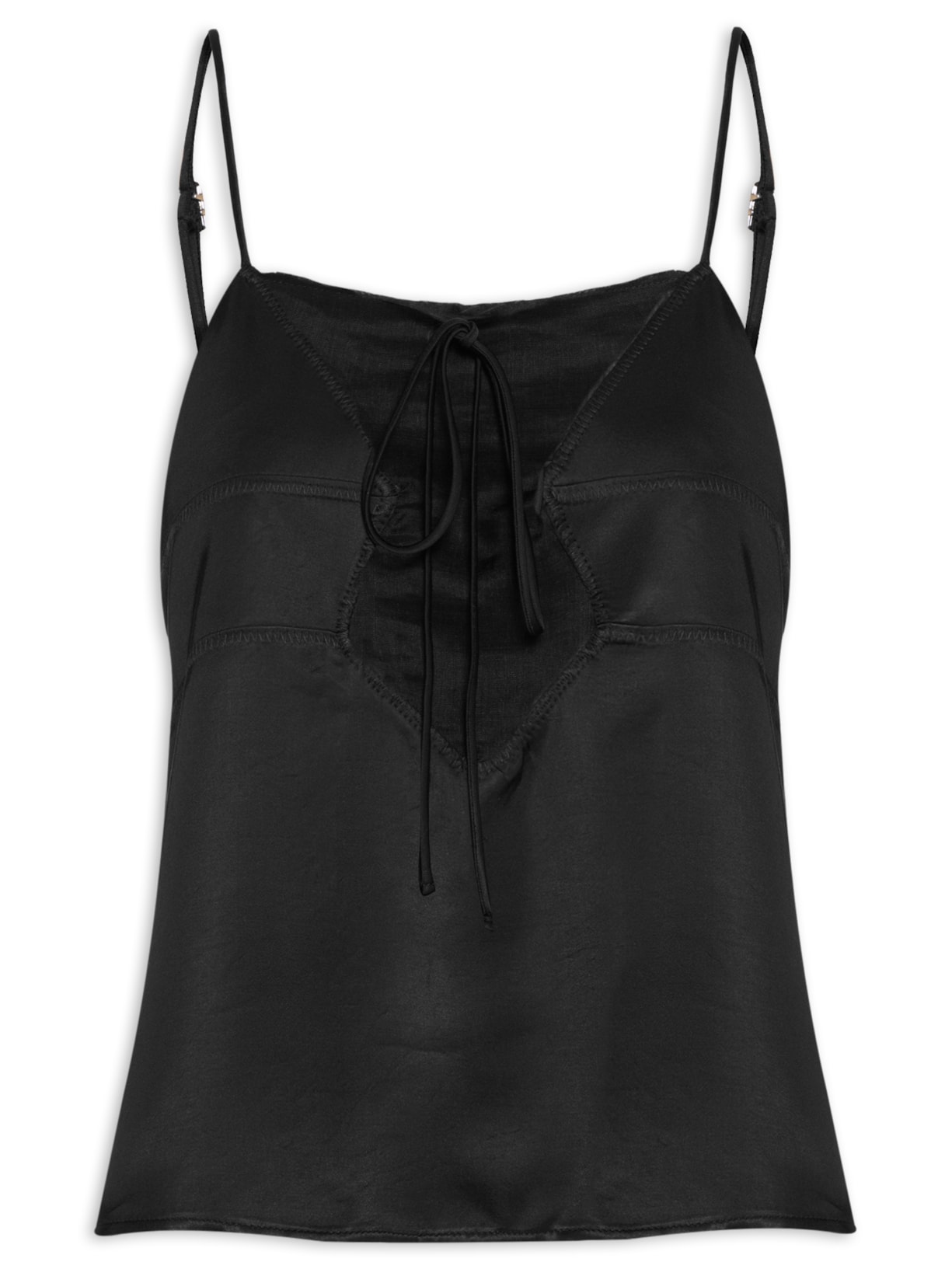 Blusa Feminina Curta de Alça com Amarração – Preto Bo