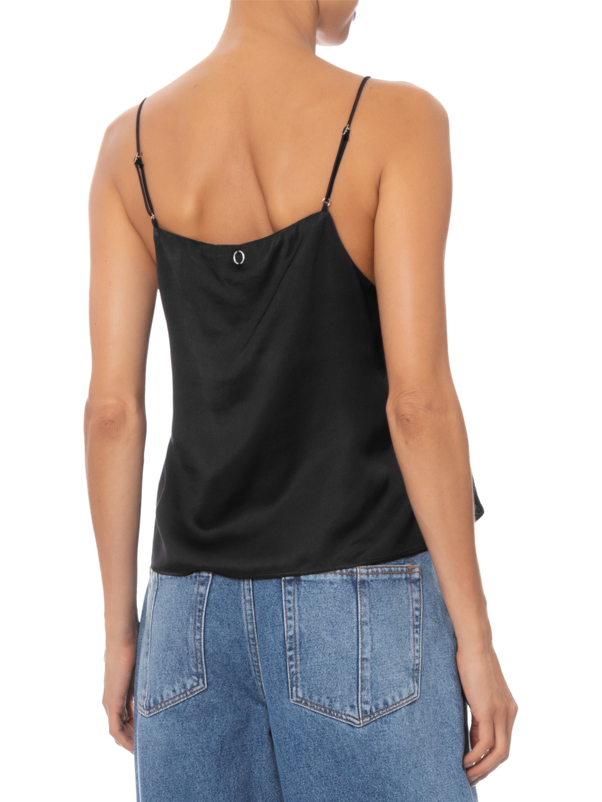 Blusa Feminina Curta de Alça com Amarração – Preto Bo