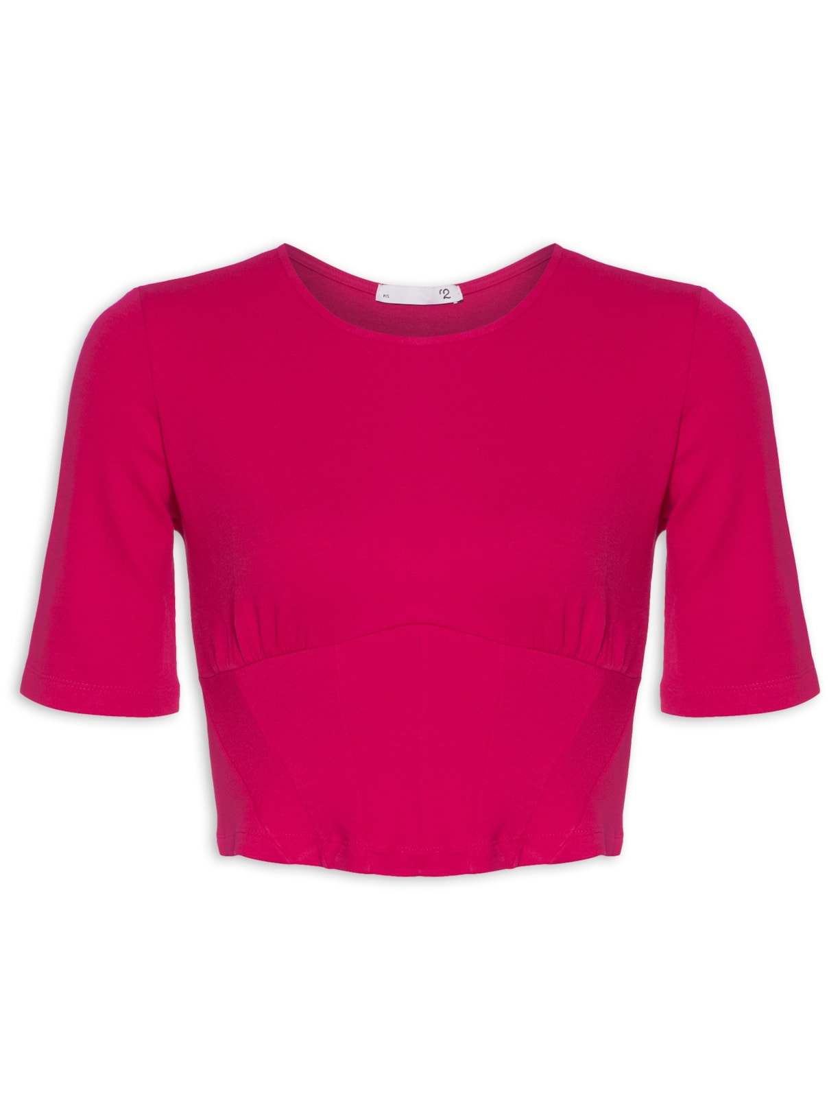 Blusa Feminina Curta Em Malha Corset - Rosa