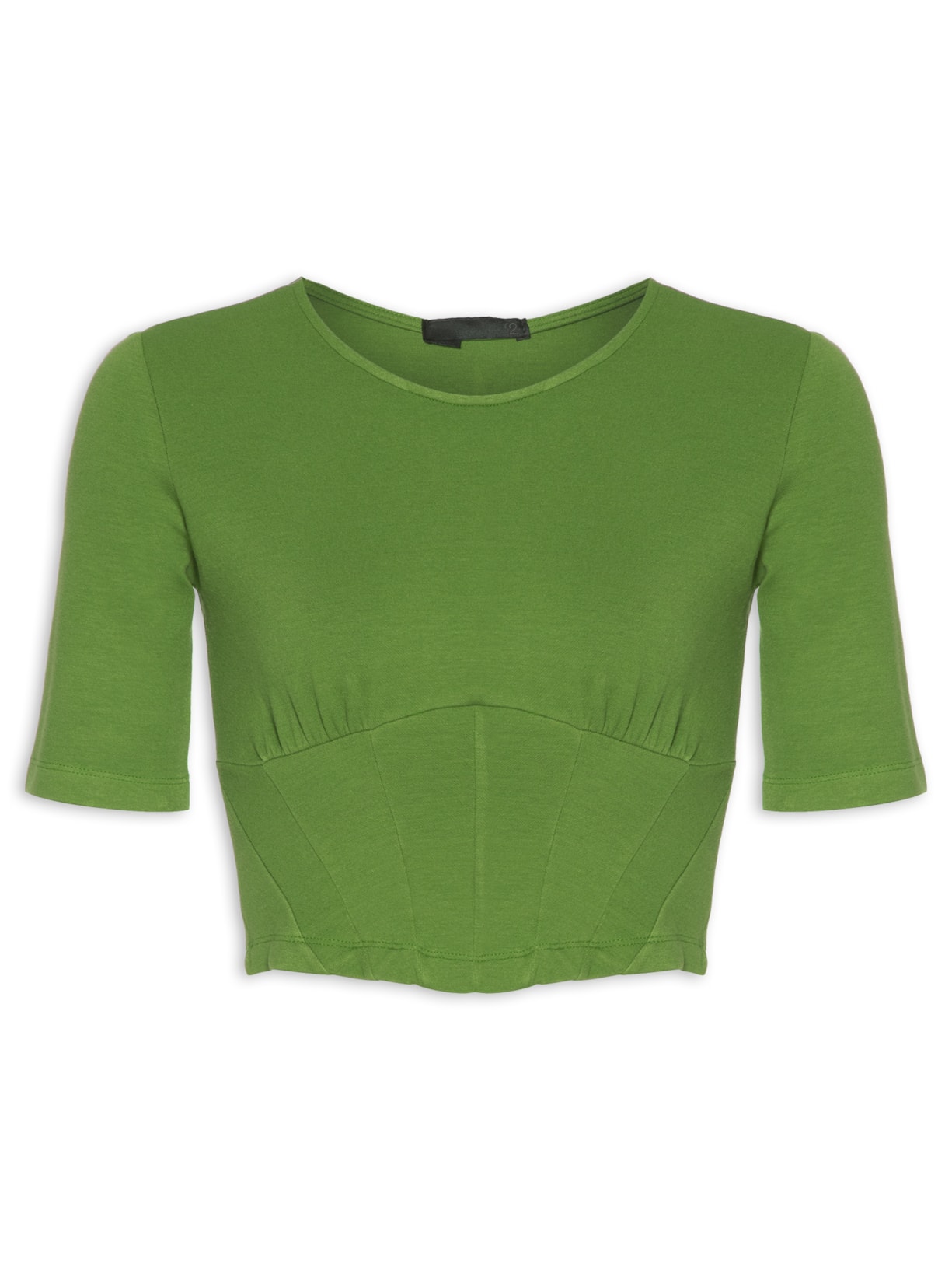Blusa Feminina Curta Em Malha Corset - Verde