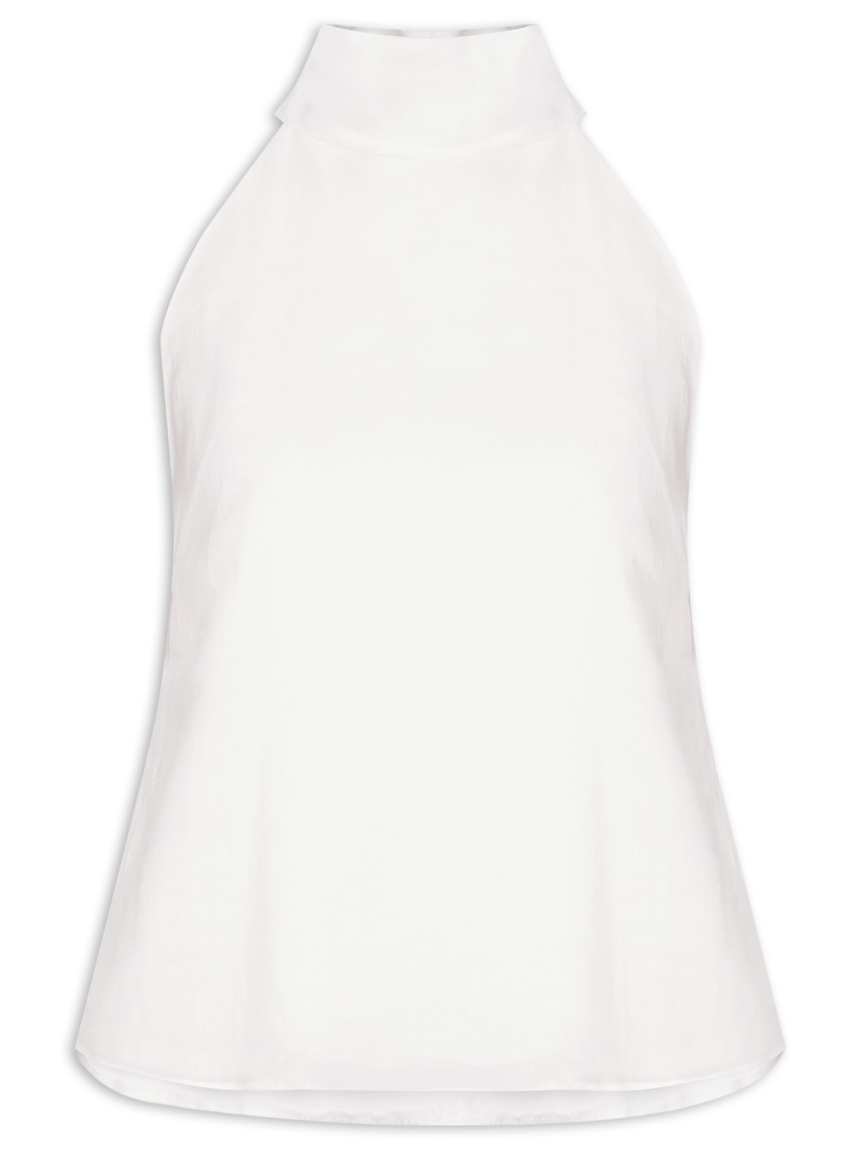 Blusa Feminina Curta Gola Alta Sem Manga Off White Bo