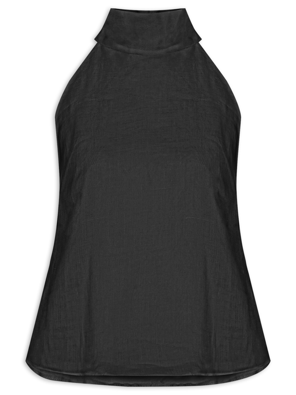 Blusa Feminina Curta Gola Alta Sem Manga Preto Bo