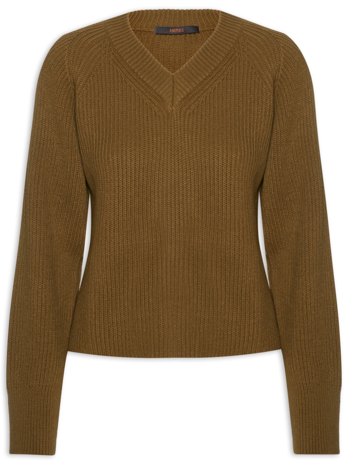 Blusa Feminina Curto Gola V Tricot - Marrom