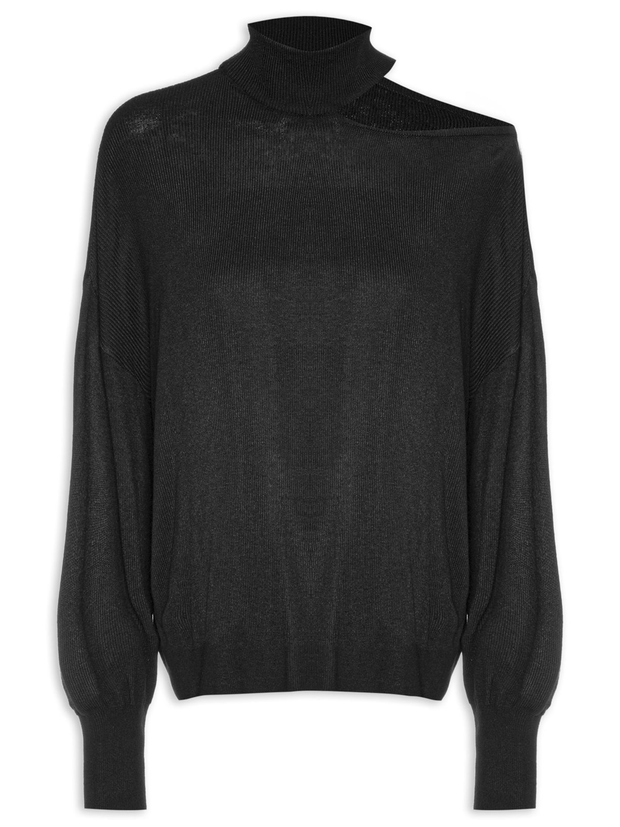 Blusa Feminina Cut Ombro Tricot - Preto