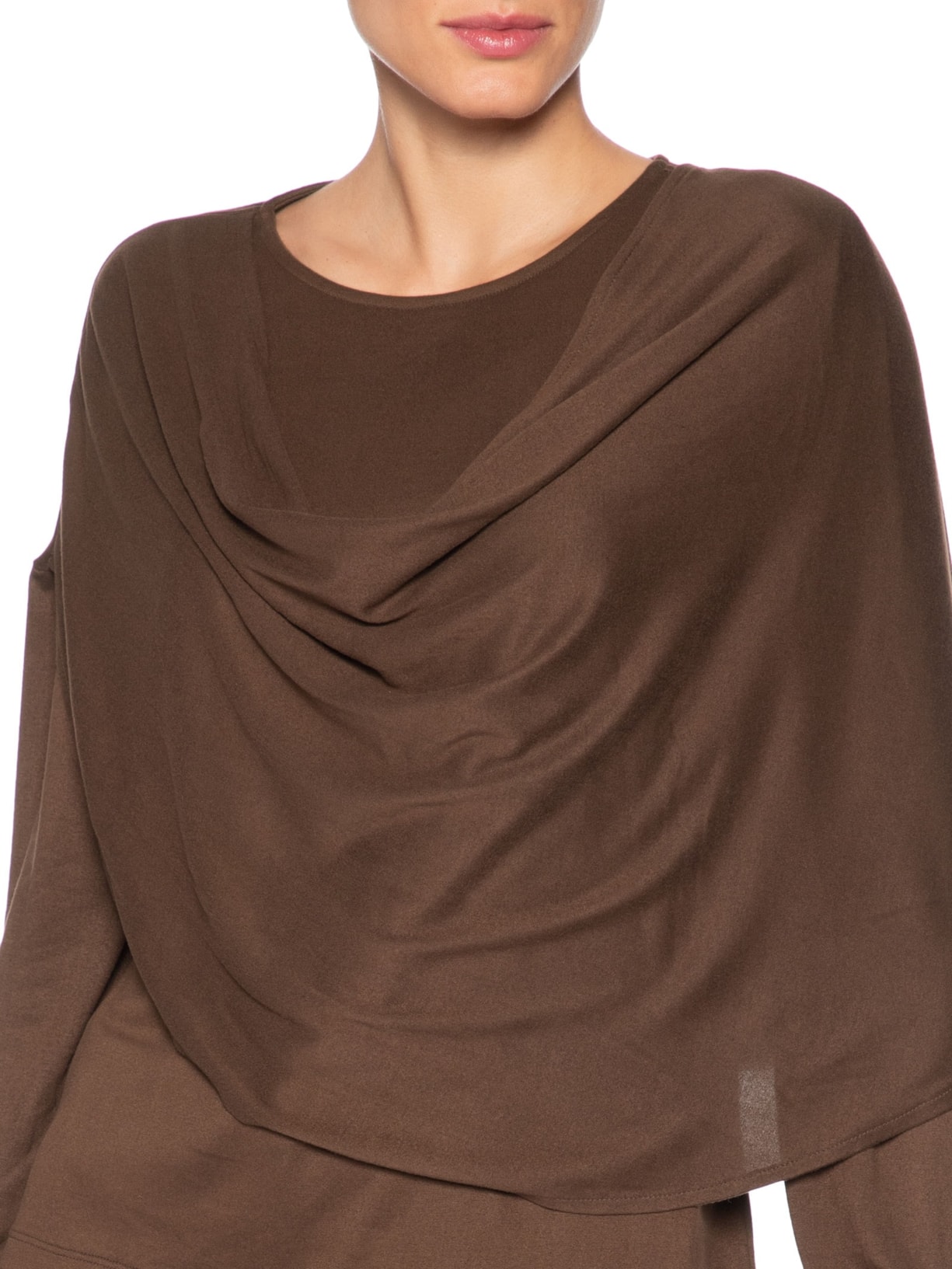 Blusa Feminina Dara Manga Longa Marrom Le Lis