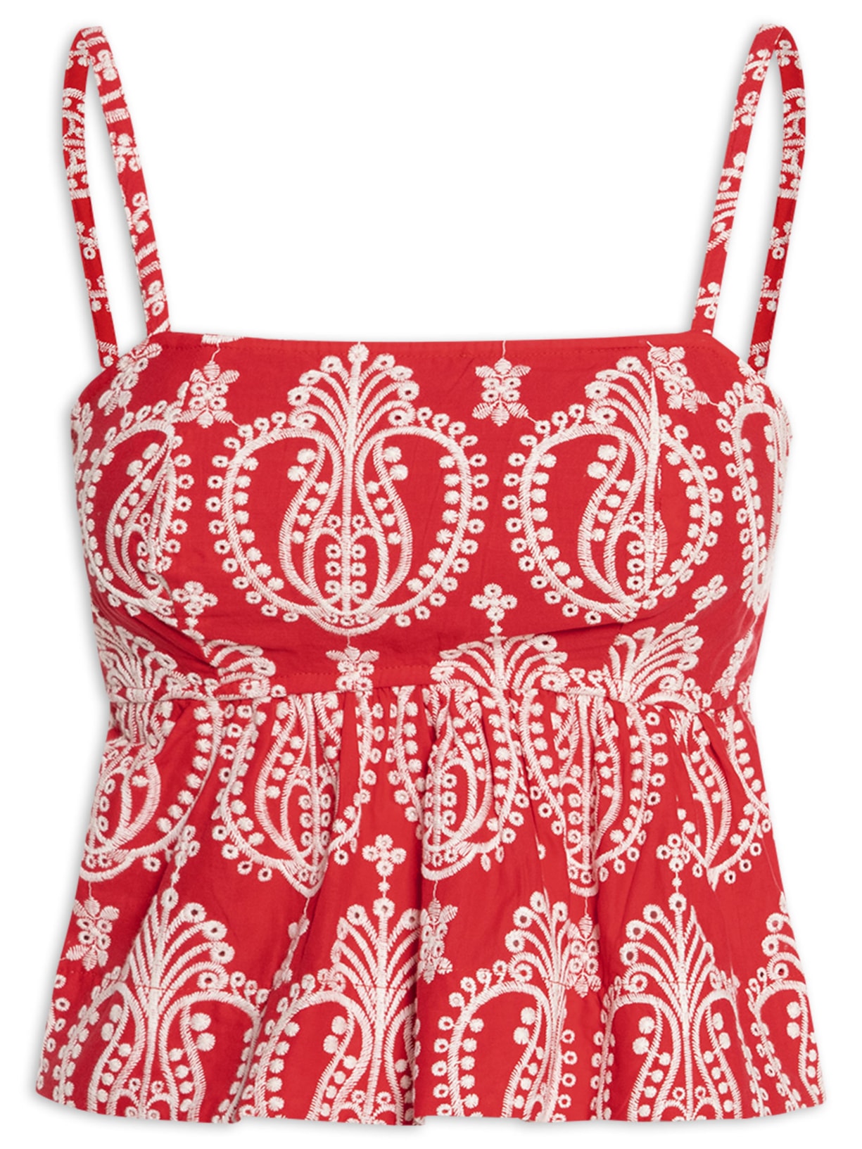 Blusa Feminina De Alça Laise Bordado - Vermelho