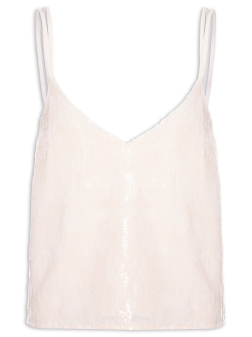 Blusa Feminina De Alça Paetê - Off White