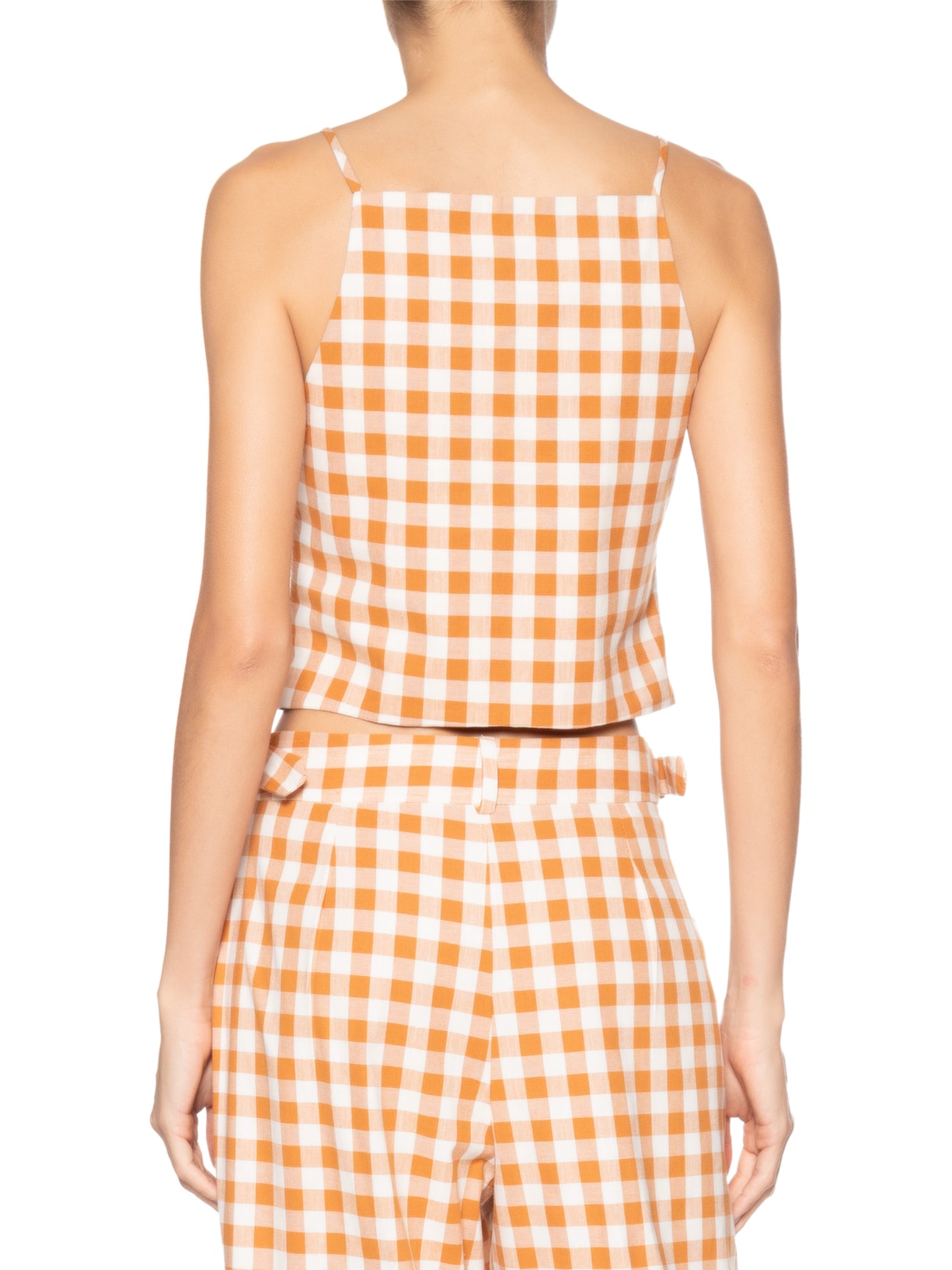 Blusa Feminina De Algodão Xadrez Bege Dress To