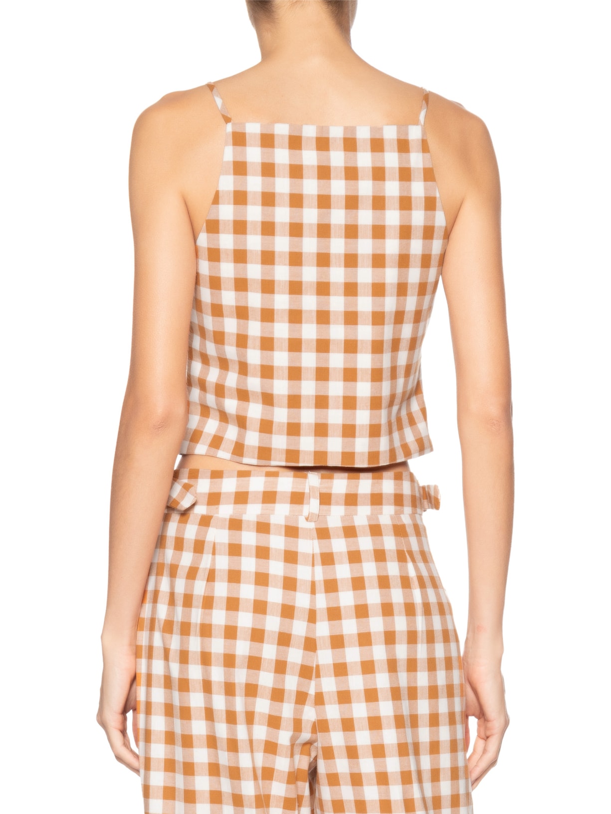 Blusa Feminina De Algodão Xadrez Bege Dress To