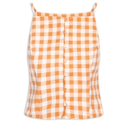 Blusa Feminina De Algodão Xadrez - Bege