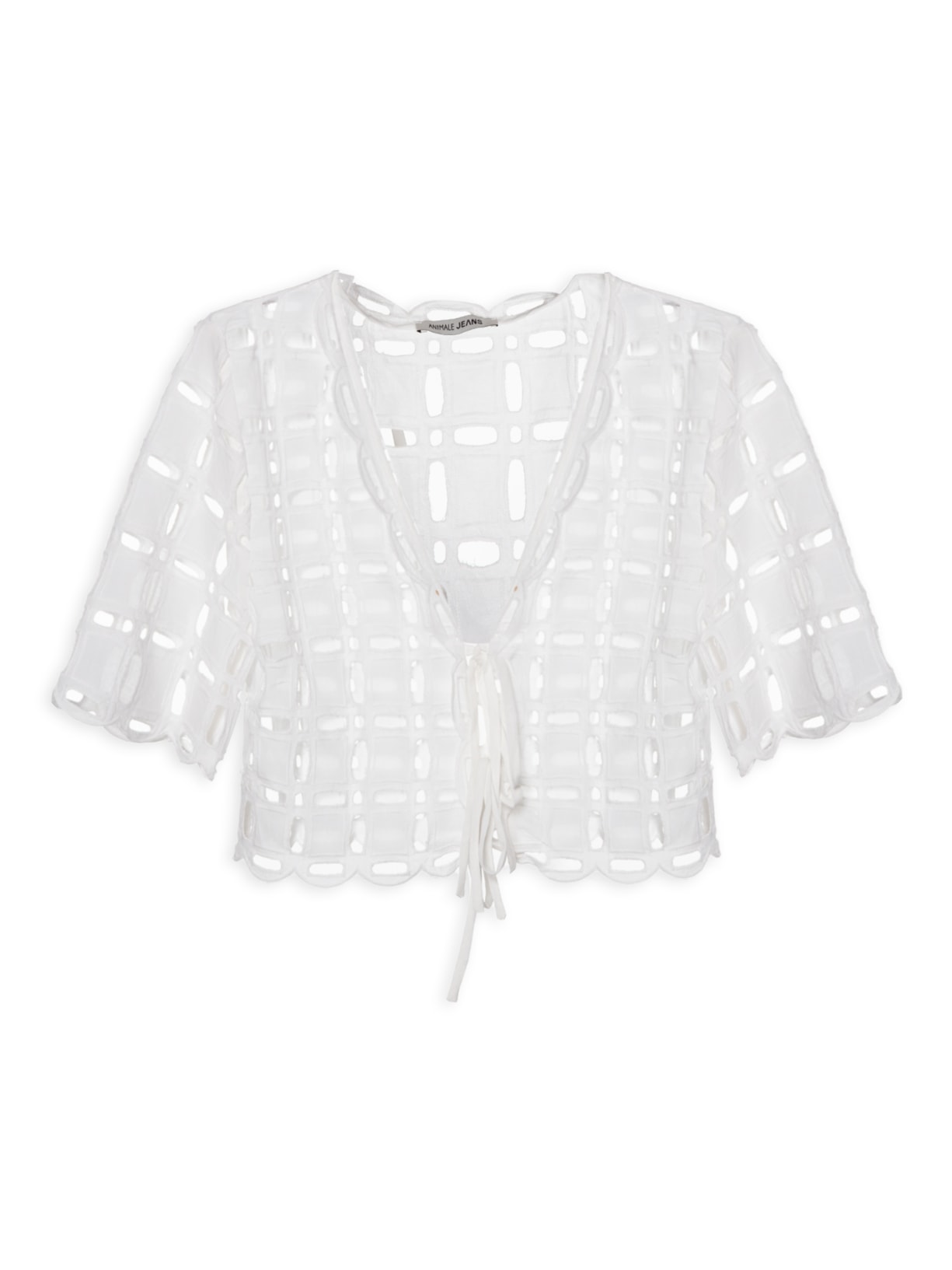 Blusa Feminina De Laise Com Amarrações Frente - Branco