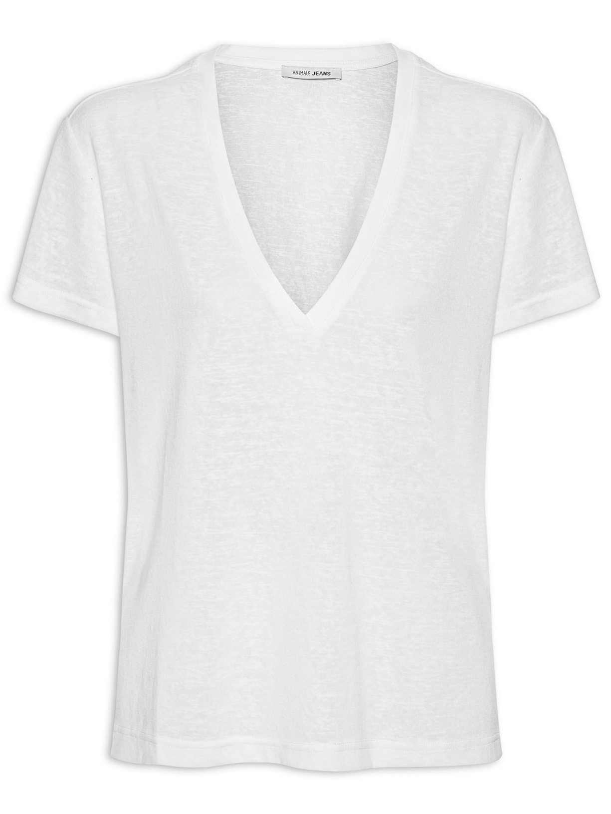 Blusa Feminina De Malha Básica Decote V - Off White