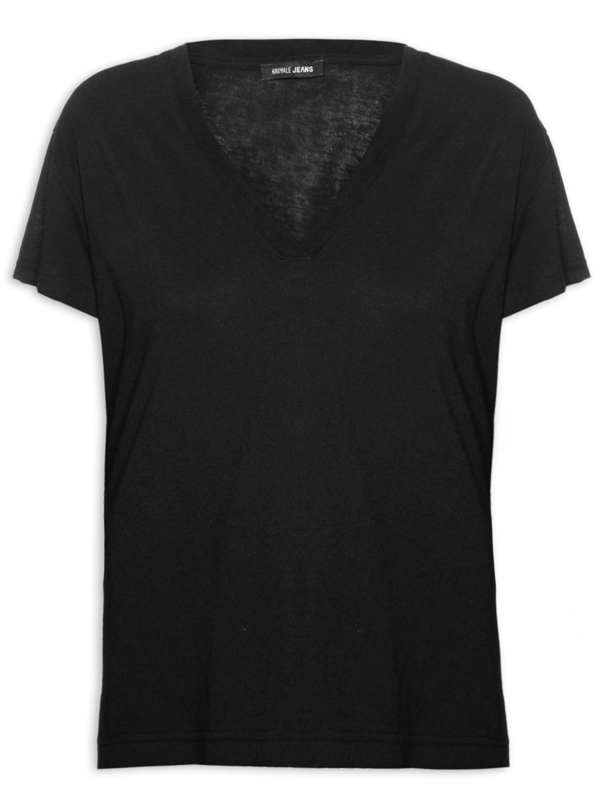 Blusa Feminina De Malha Básica Decote V - Preto